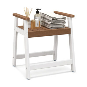 Shower Bench with Arms for Inside Shower Shaving Legs-Brown - Color: Brown