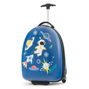 16 Inch Kids Carry-On Luggage Hard Shell Suitcase with Wheels-Blue - Color: Blue