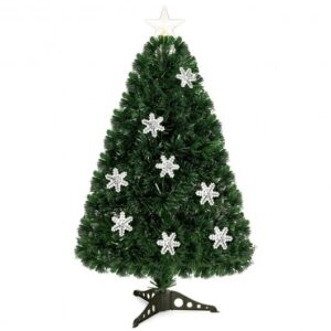 LED Optic Artificial Christmas Tree with Snowflakes-3 Feet - Color: Green - Size: 3 ft