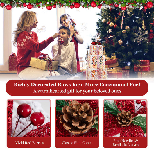 Set of 3 Christmas Lighted Gift Boxes Decorations with Red Bowknots - Color: Red & White - Image 5