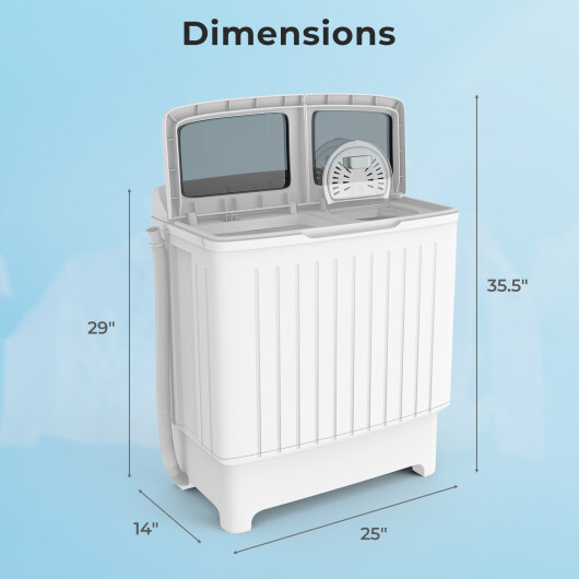 20 lbs Portable Washing Machine with Built-in Gravity Drain-Gray - Color: Gray - Image 4