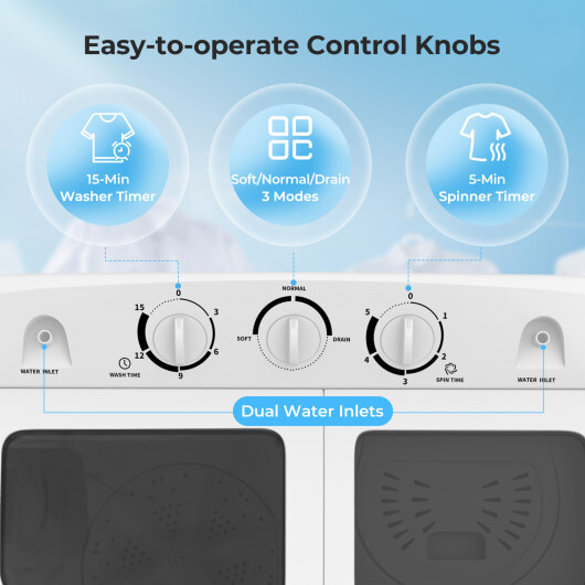 20 lbs Portable Washing Machine with Built-in Gravity Drain-Gray - Color: Gray - Image 5