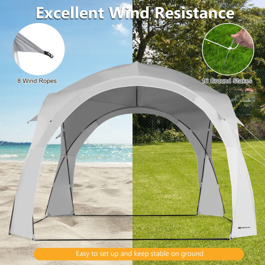 11 x 11 Feet Patio Sun Shade Shelter Canopy Tent Portable UPF 50+ Outdoor Beach-White - Color: White - Image 3