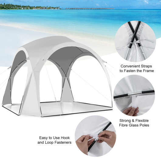 11 x 11 Feet Patio Sun Shade Shelter Canopy Tent Portable UPF 50+ Outdoor Beach-White - Color: White - Image 5