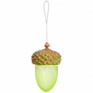 Metal Acorn Wild Bird Feeder Outdoor Hanging Food Dispenser for Garden Yard-Brown - Color: Brown