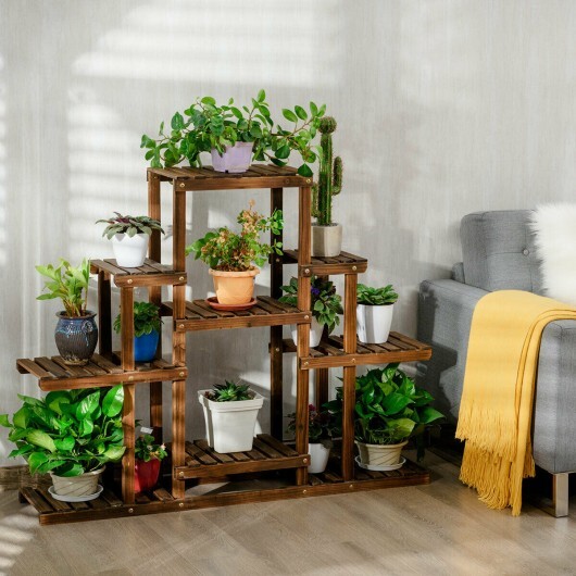 6-Tier Flower Wood Stand Plant Display Rack Storage Shelf - Color: Brown - Image 4