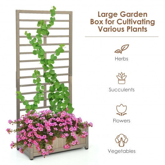 Raised Garden Bed with Trellis for Climbing Plants - Color: Gray - Image 4