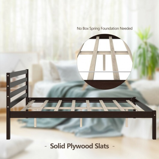 Full Size Bed frame Foundation with Solid Wooden Slat Suppor - Color: Espresso - Size: Full Size - Image 3