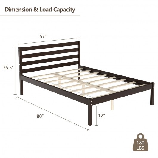 Full Size Bed frame Foundation with Solid Wooden Slat Suppor - Color: Espresso - Size: Full Size - Image 4