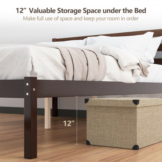 Full Size Bed frame Foundation with Solid Wooden Slat Suppor - Color: Espresso - Size: Full Size - Image 5