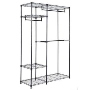 Portable Steel Closet Hanger Storage Rack Organizer - Color: Black