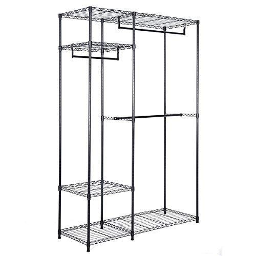 Portable Steel Closet Hanger Storage Rack Organizer - Color: Black