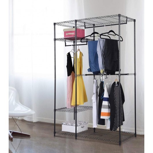 Portable Steel Closet Hanger Storage Rack Organizer - Color: Black - Image 2