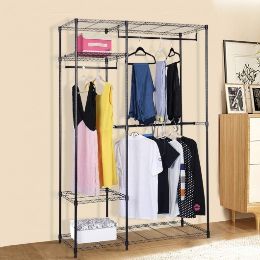 Portable Steel Closet Hanger Storage Rack Organizer - Color: Black - Image 3
