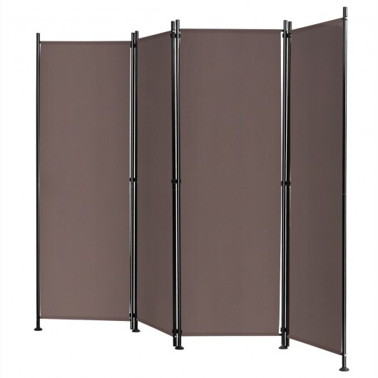 4-Panel Room Divider Folding Privacy Screen-Coffee - Color: Brown - Image 5