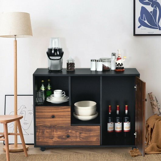 Mobile Filing Cabinet 2 Drawers with Open Shelves for Home and Office - Color: Rustic Brown - Image 4