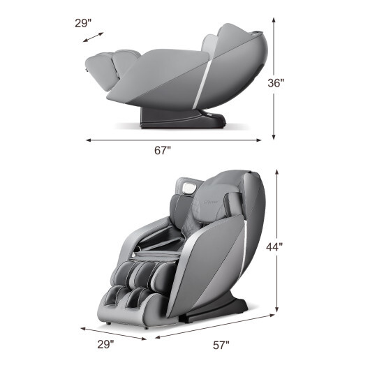 Provox 27-Comfort Full Body Massage Chair with SL Track Airbags Heating-Gray - Color: Gray - Image 3