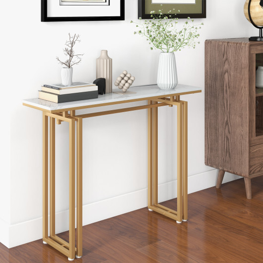 43.5 Inch Console Table with Heavy-duty Metal Frame-Golden - Color: Golden - Image 2