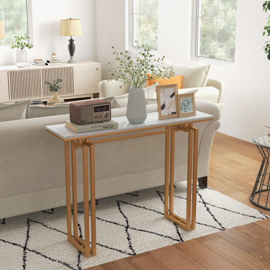 43.5 Inch Console Table with Heavy-duty Metal Frame-Golden - Color: Golden - Image 5