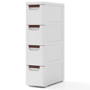 3/4/5/6-Drawer Rolling Organizer Unit Narrow Storage Cabinet with Built-In Wheels for Small Space-4-Drawer - Color: White - Size: 4-Drawer