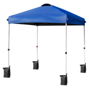 6.6?&nbsp; x 6.6 Feet Outdoor Pop Up Camping Canopy Tent with Roller Bag-Blue - Color: Blue