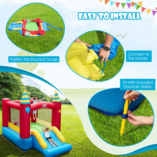 Inflatable Kids Bounce Castle with 480W Blower - Color: Multicolor - Image 3