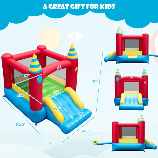 Inflatable Kids Bounce Castle with 480W Blower - Color: Multicolor - Image 4