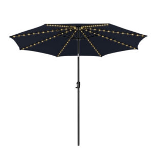 10 Feet Patio Umbrella with 112 Solar Lights and Crank Handle-Navy - Color: Navy - Size: 10 ft