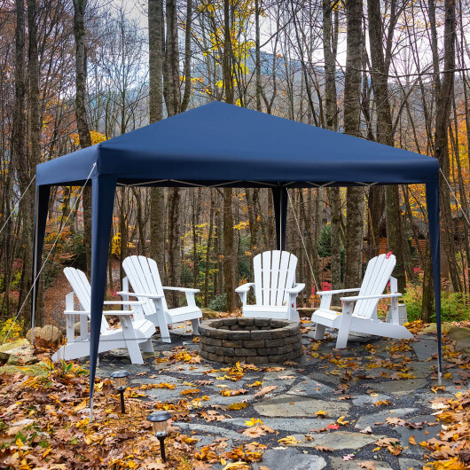 10 x 10 Feet Outdoor Pop-up Patio Canopy for Beach and Camp-Blue - Color: Blue - Image 2
