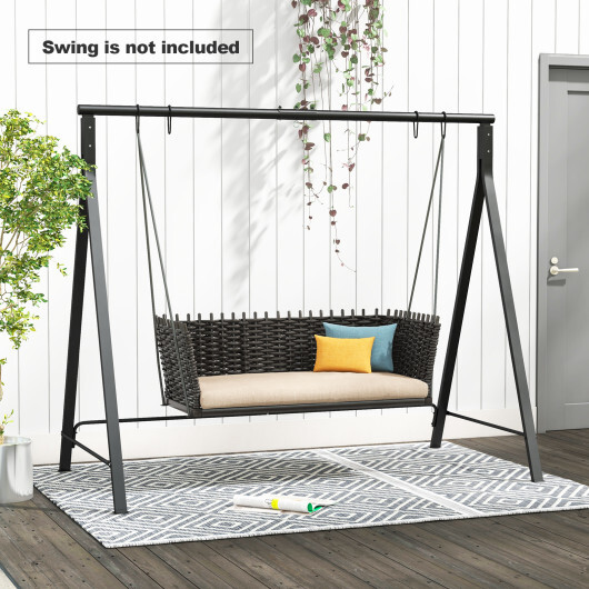 Patio Metal Swing Stand with A-Shaped Structure-Black - Color: Black - Image 2
