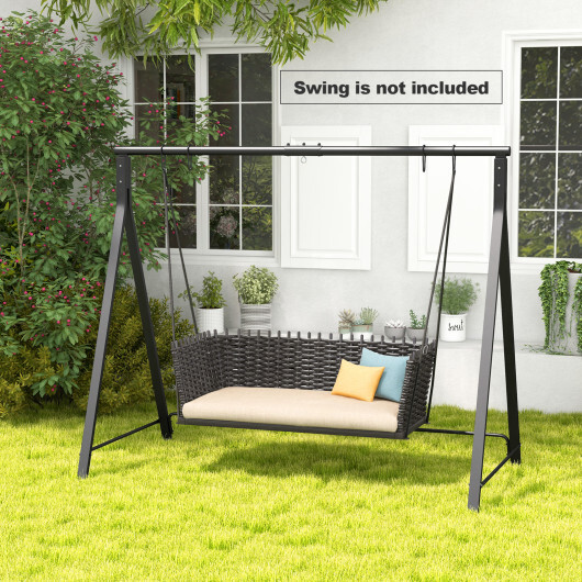 Patio Metal Swing Stand with A-Shaped Structure-Black - Color: Black - Image 3