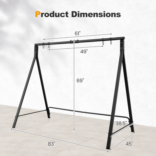 Patio Metal Swing Stand with A-Shaped Structure-Black - Color: Black - Image 5