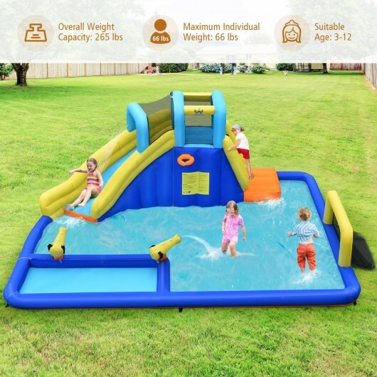 6-in-1 Inflatable Water Slide Jumping House without Blower - Color: Blue - Image 3