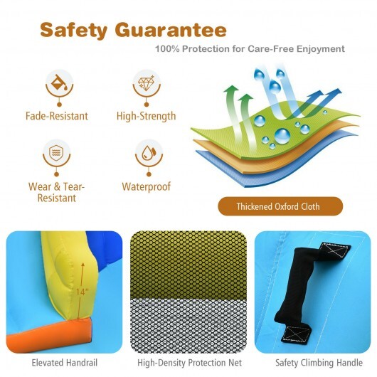 6-in-1 Inflatable Water Slide Jumping House without Blower - Color: Blue - Image 5