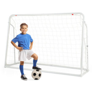 2-in-1 Kids Soccer Rebounder and Soccer Goal with Adjustable Height-White - Color: White