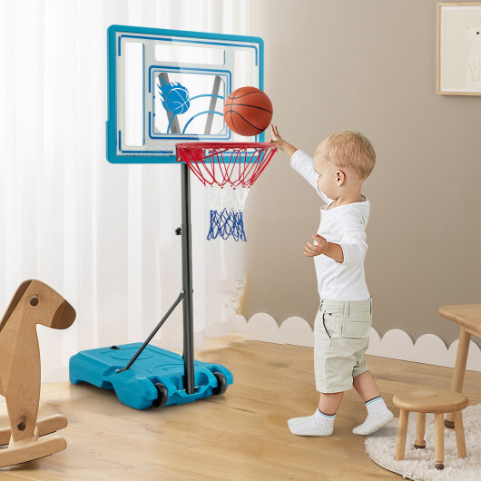 3.8-4.4 Feet Height Adjustable Pool Basketball Hoop for Kids Teens and Adults-Blue - Color: Blue - Image 3