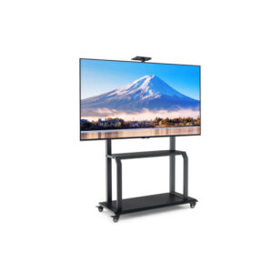 Mobile TV Stand with Camera Shelf and AV Shelves for 32-80 Inch Flat/Curved TVs - Color: Black