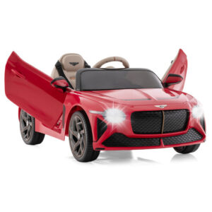 12V Powered Car Kids Ride-on Racer Car Licensed Bentley Bacalar-Red - Color: Red