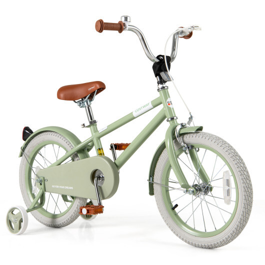 Kid's Bike with Adjustable Handlebar and Saddle Green-16 Inches - Color: Green - Size: 16 inches